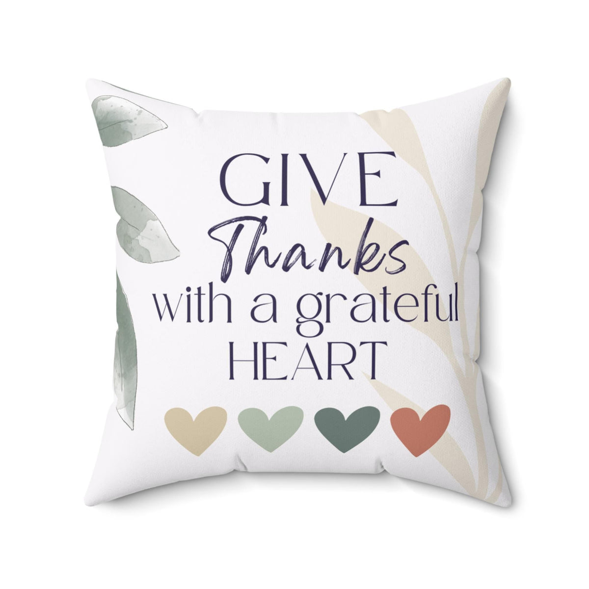 Give Thanks Pillow: Christian Farmhouse Autumn Decor, Removable Cover