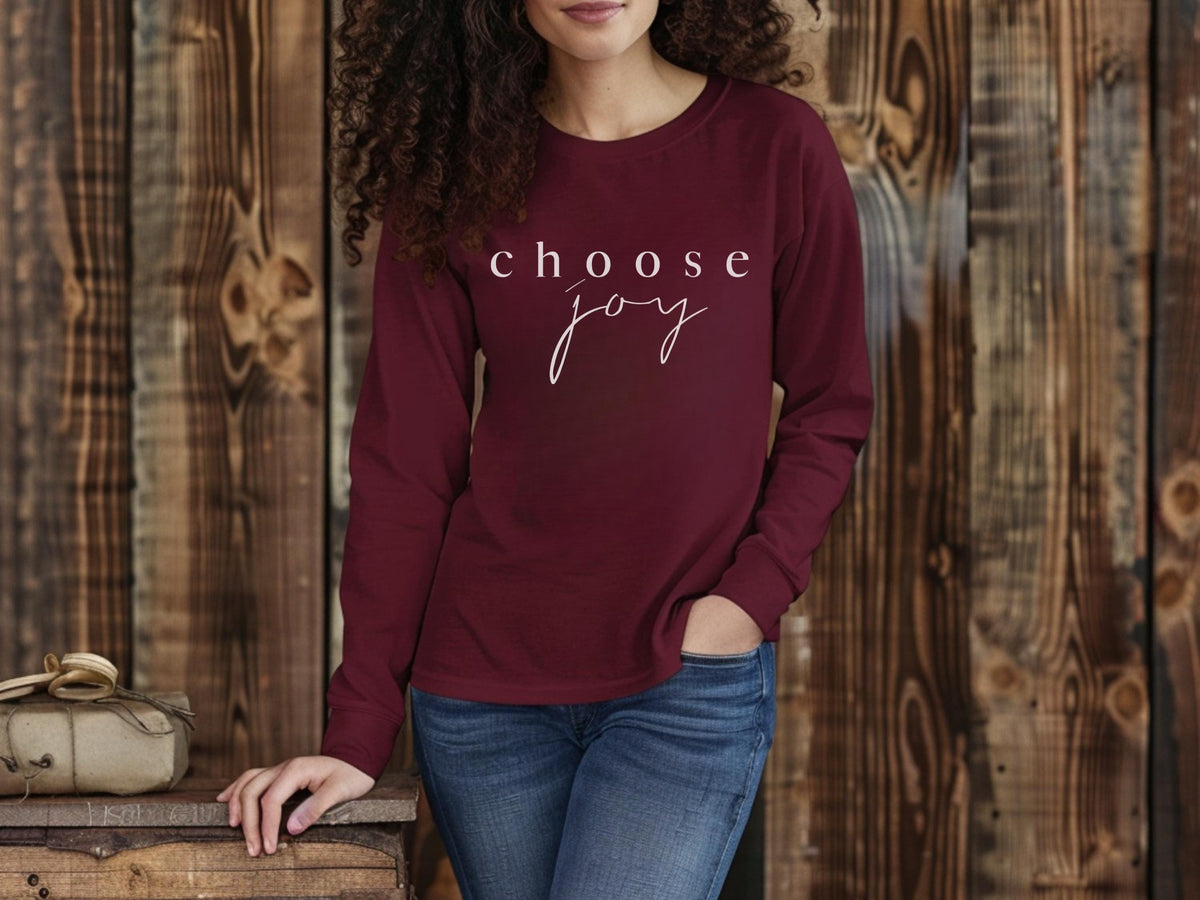 Choose Joy Christian Long Sleeve Tee: Inspirational Women's Faith Apparel