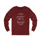 Ladies Christian Tee | Grateful & Blessed Long Sleeve Cotton T-Shirt for Her | Unisex Fit
