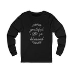 Ladies Christian Tee | Grateful & Blessed Long Sleeve Cotton T-Shirt for Her | Unisex Fit