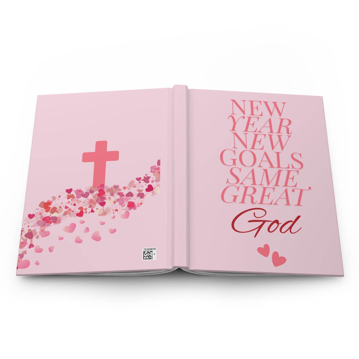 Christian Journal: Pink Hardcover Notebook, New Year Goals