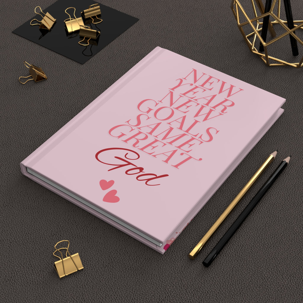 Christian Journal: Pink Hardcover Notebook, New Year Goals