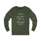 Ladies Christian Tee | Grateful & Blessed Long Sleeve Cotton T-Shirt for Her | Unisex Fit