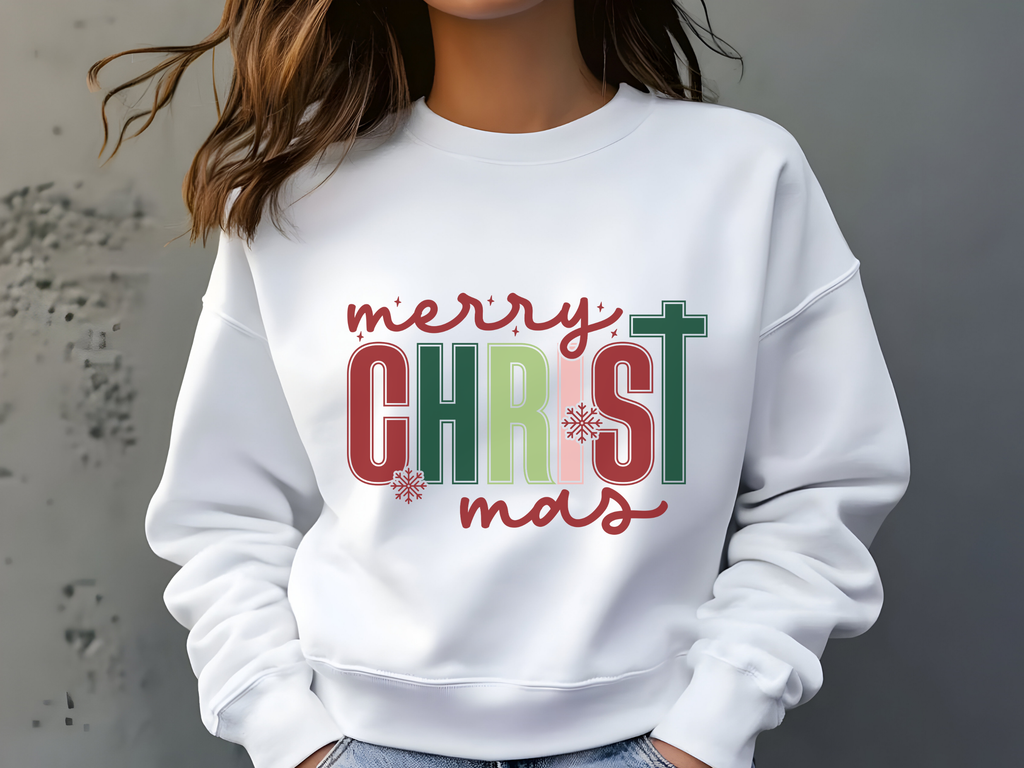 Merry CHRIST-mas Unisex Sweatshirt | Christian Christmas Sweater, Faith-Based Holiday Gift