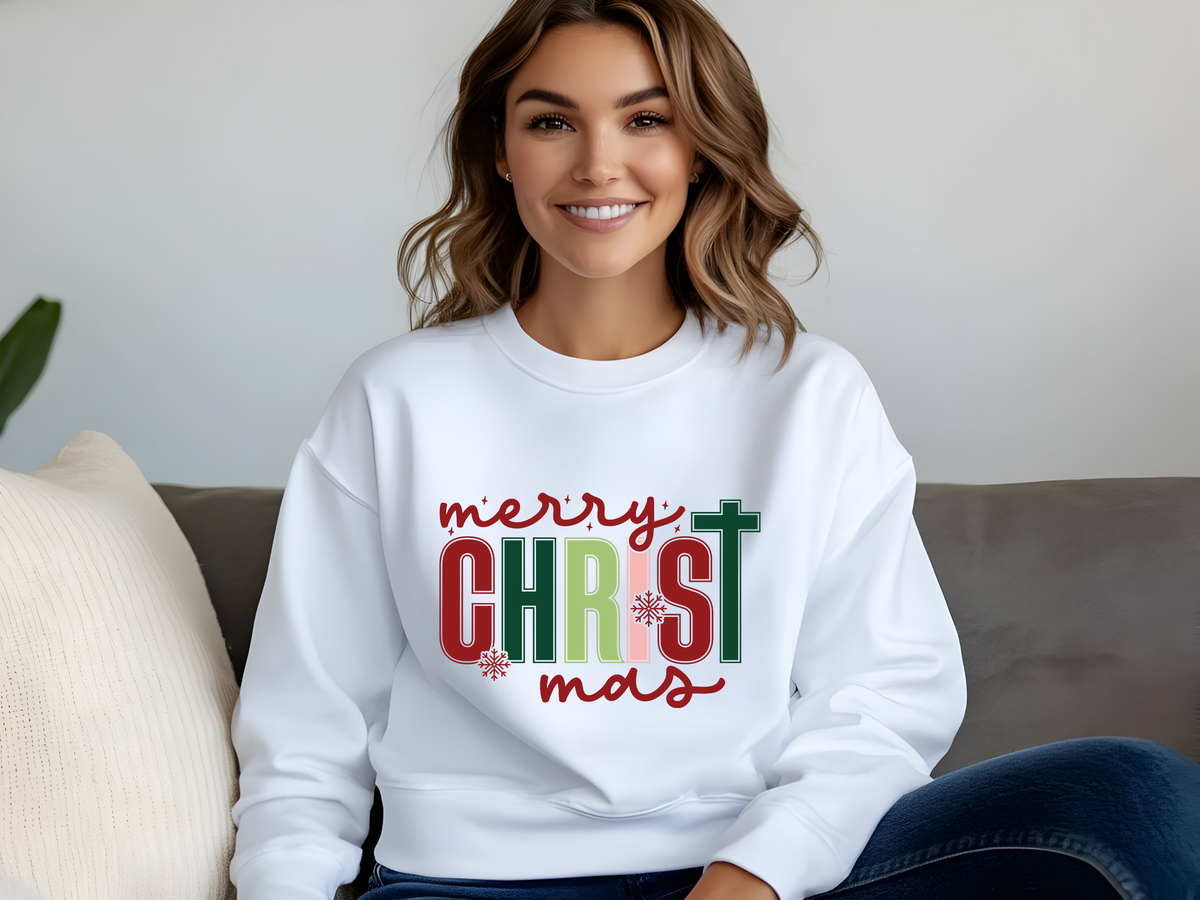 Merry CHRIST-mas Unisex Sweatshirt | Christian Christmas Sweater, Faith-Based Holiday Gift