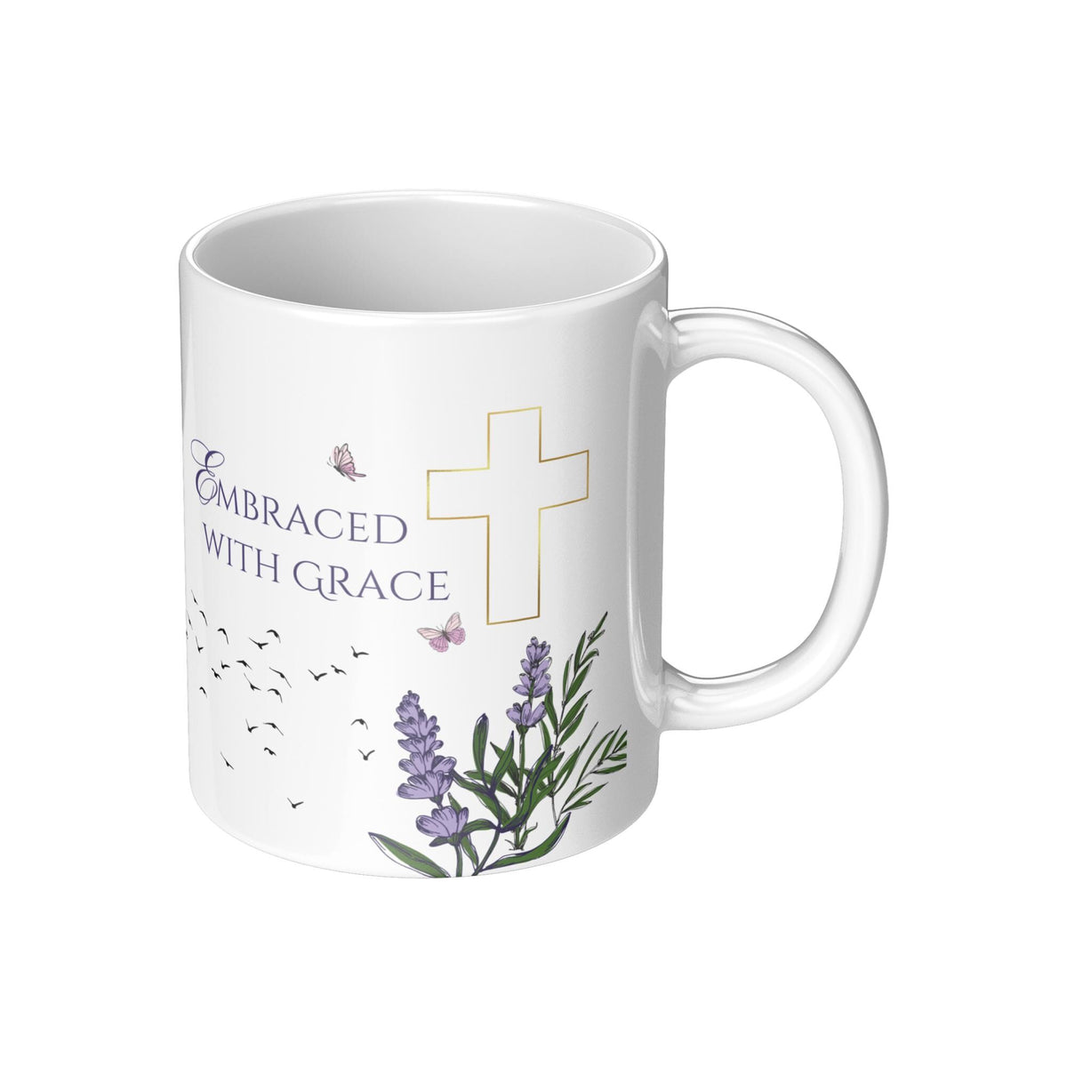 Embraced With Grace Floral Mug: Christian Inspirational Gift