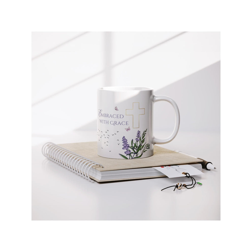 Embraced With Grace Floral Mug: Christian Inspirational Gift