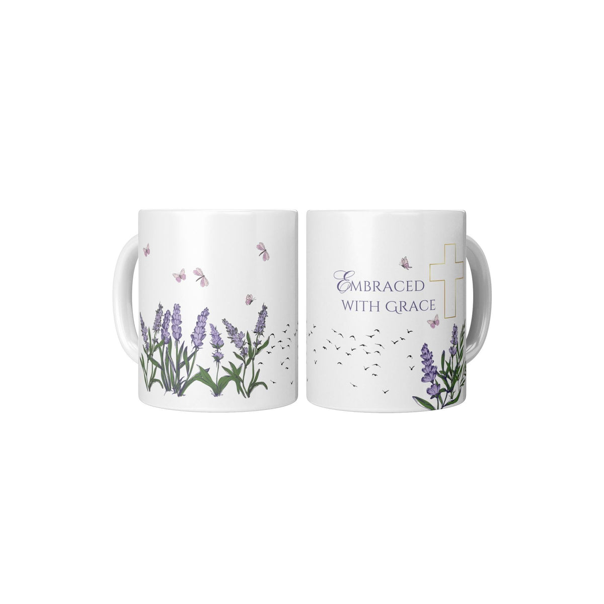 Embraced With Grace Floral Mug: Christian Inspirational Gift
