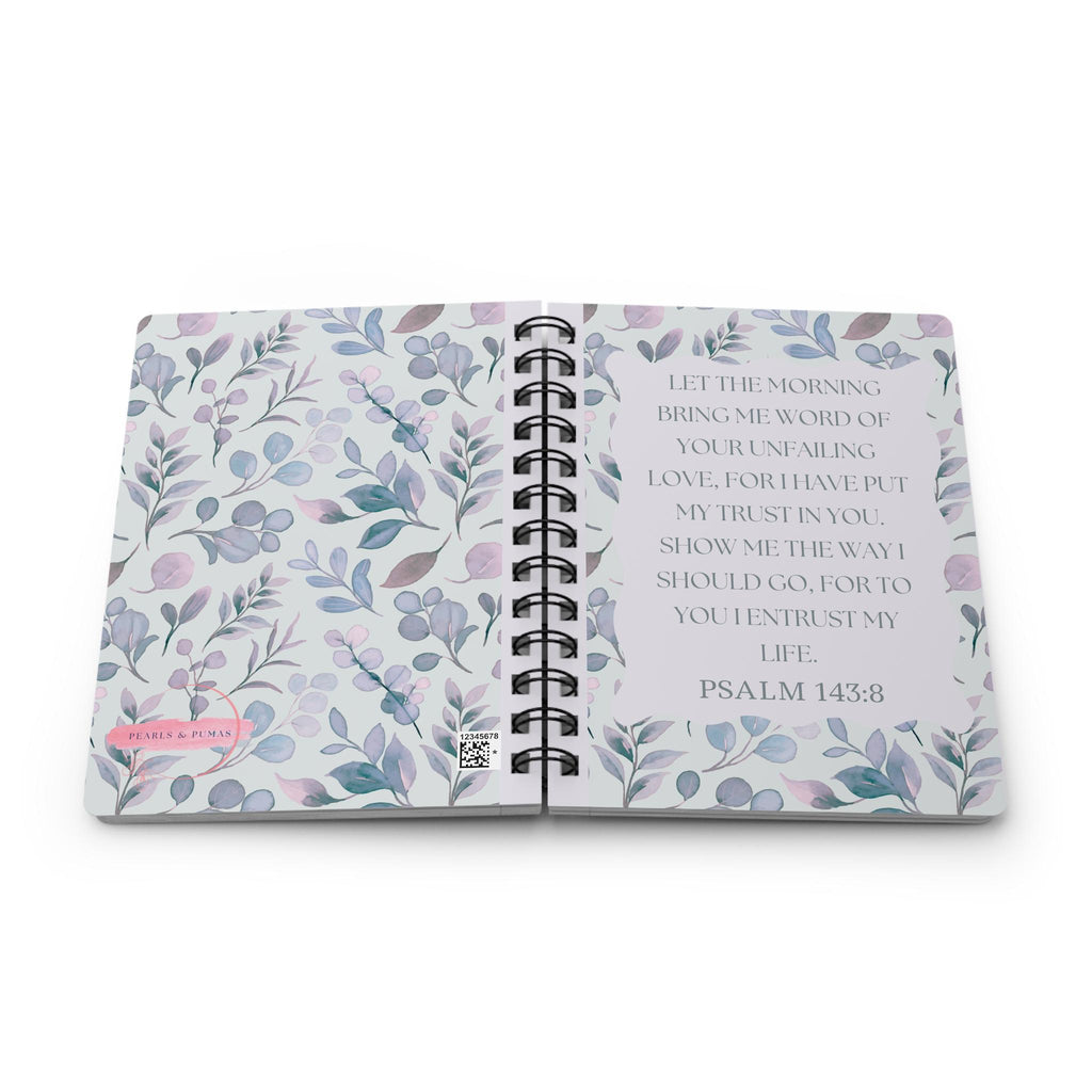 Floral Spiral Journal, Inspirational Psalm 143:8, Lined Notebook