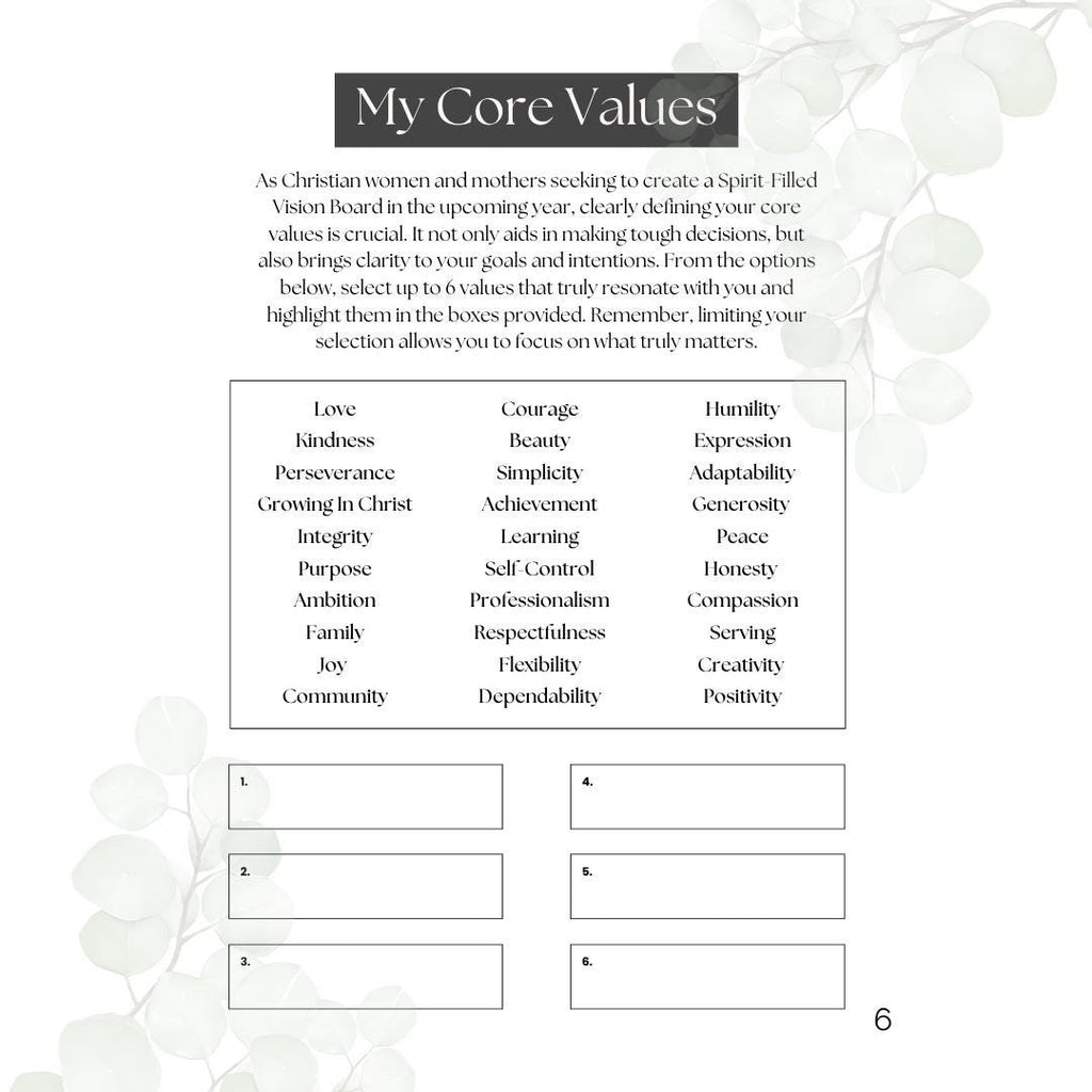 Christian Vision Board Workbook: Christ-Centered Goal Planning (Digital Download)