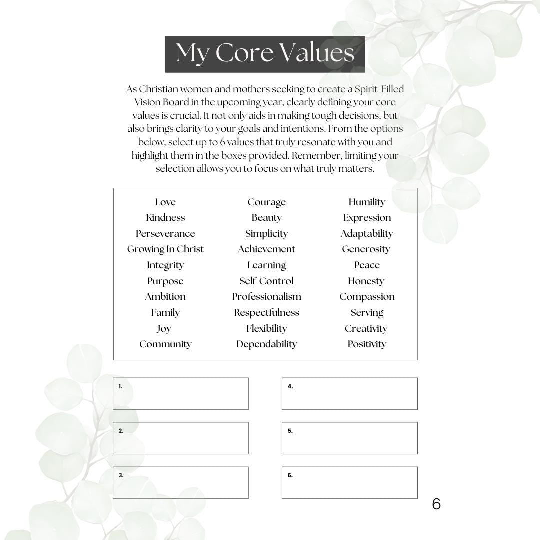 Christian Vision Board Workbook: Christ-Centered Goal Planning (Digital Download)