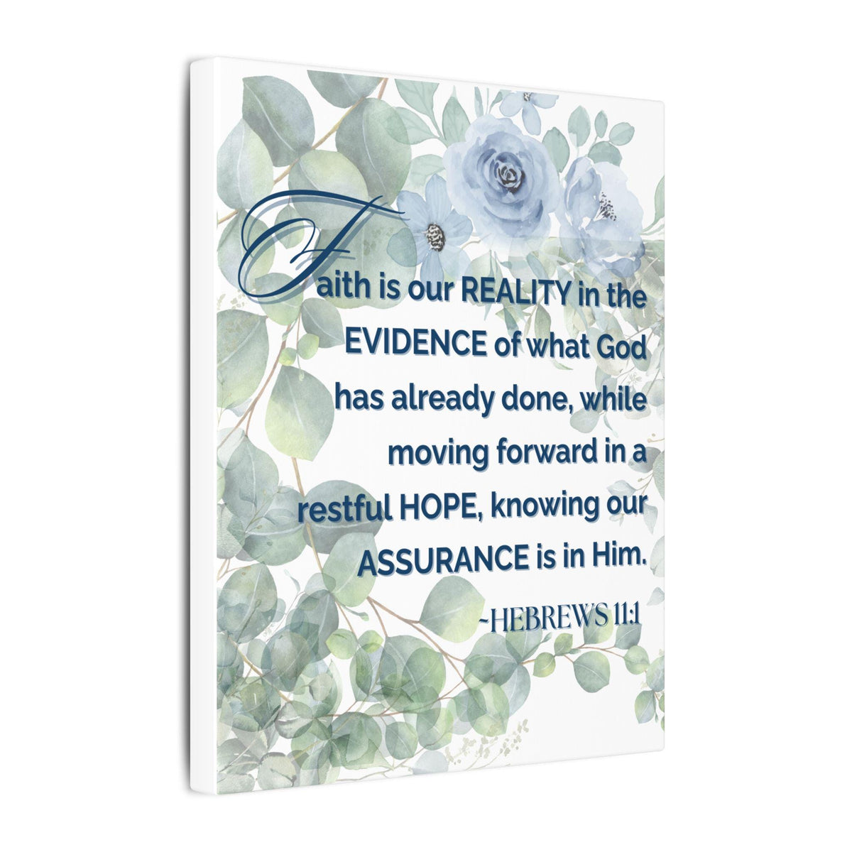 Eucalyptus Floral Canvas Wall Art: Inspirational Faith Quote