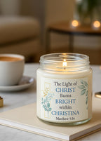 Personalized Christian Candle: Proverbs 31, Coconut Apricot Wax, Faith Gift