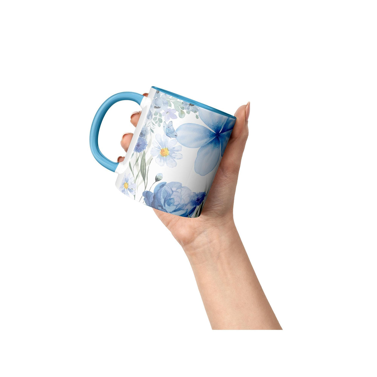 Love Like Jesus Blue Floral Ceramic Mug - Christian Gift
