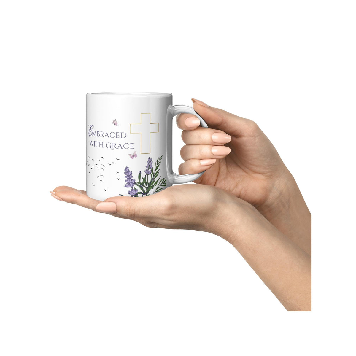 Embraced With Grace Floral Mug: Christian Inspirational Gift