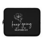 Floral Galatians 6:9 Laptop Sleeve | Christian "Keep Going" Motivational Gift