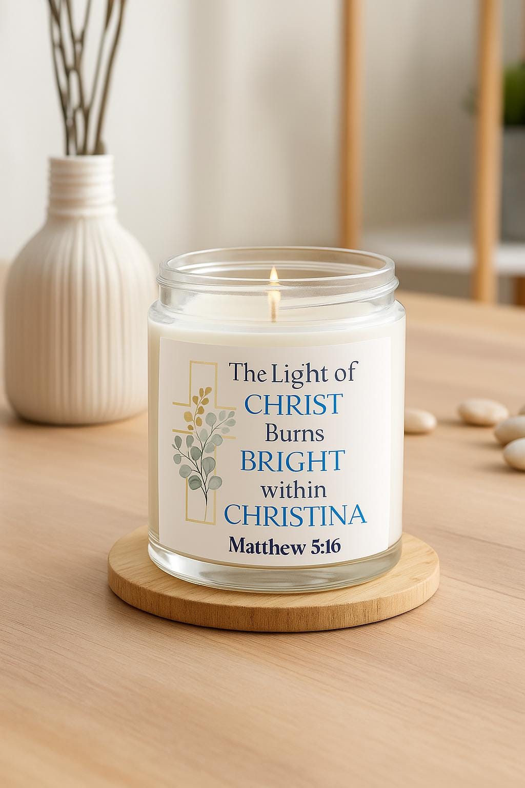 Personalized Christian Candle: Proverbs 31, Coconut Apricot Wax, Faith Gift