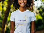 Women's Christian Tee: "Reborn" Cross Graphic Softstyle T-Shirt