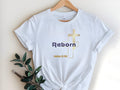 Women's Christian Tee: "Reborn" Cross Graphic Softstyle T-Shirt