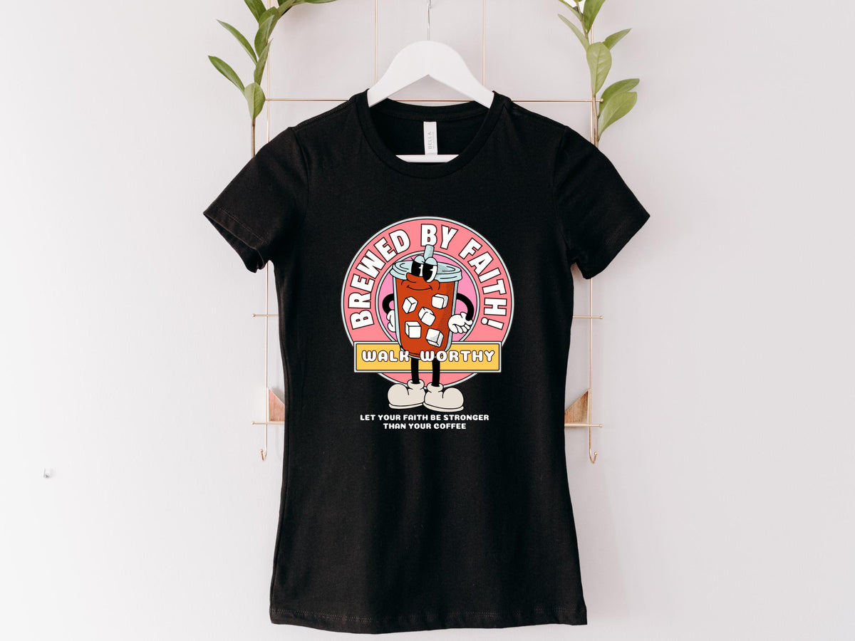 Brewed by Faith Christian T-Shirt for Her: Inspirational Graphic Tee