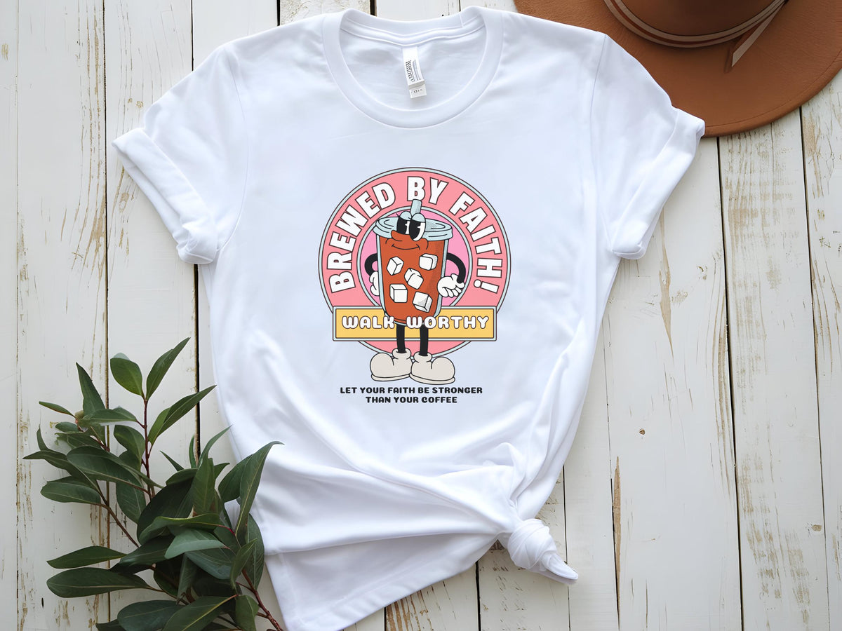 Brewed by Faith Christian T-Shirt for Her: Inspirational Graphic Tee