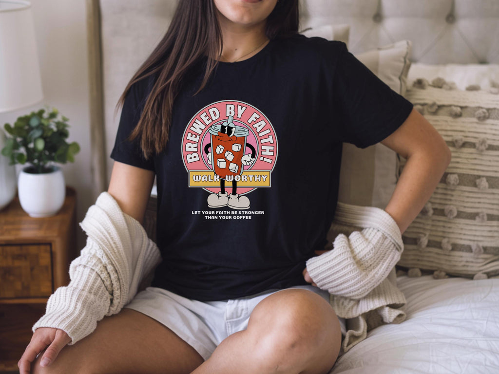 Brewed by Faith Christian T-Shirt for Her: Inspirational Graphic Tee