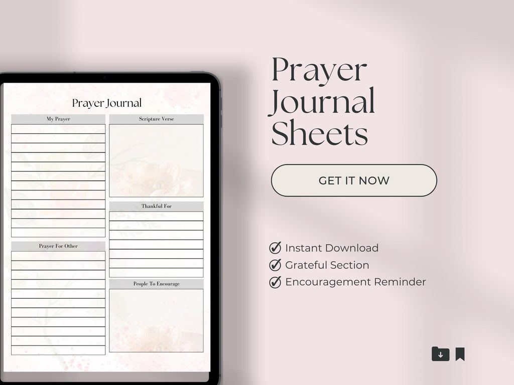Christian Printable Prayer Journal, Instant Download, Home Management, Faith-Based Printable