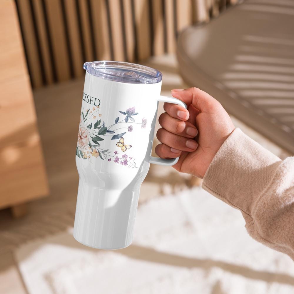 Christian Floral Travel Mug | Simply Blessed Coffee Tumbler