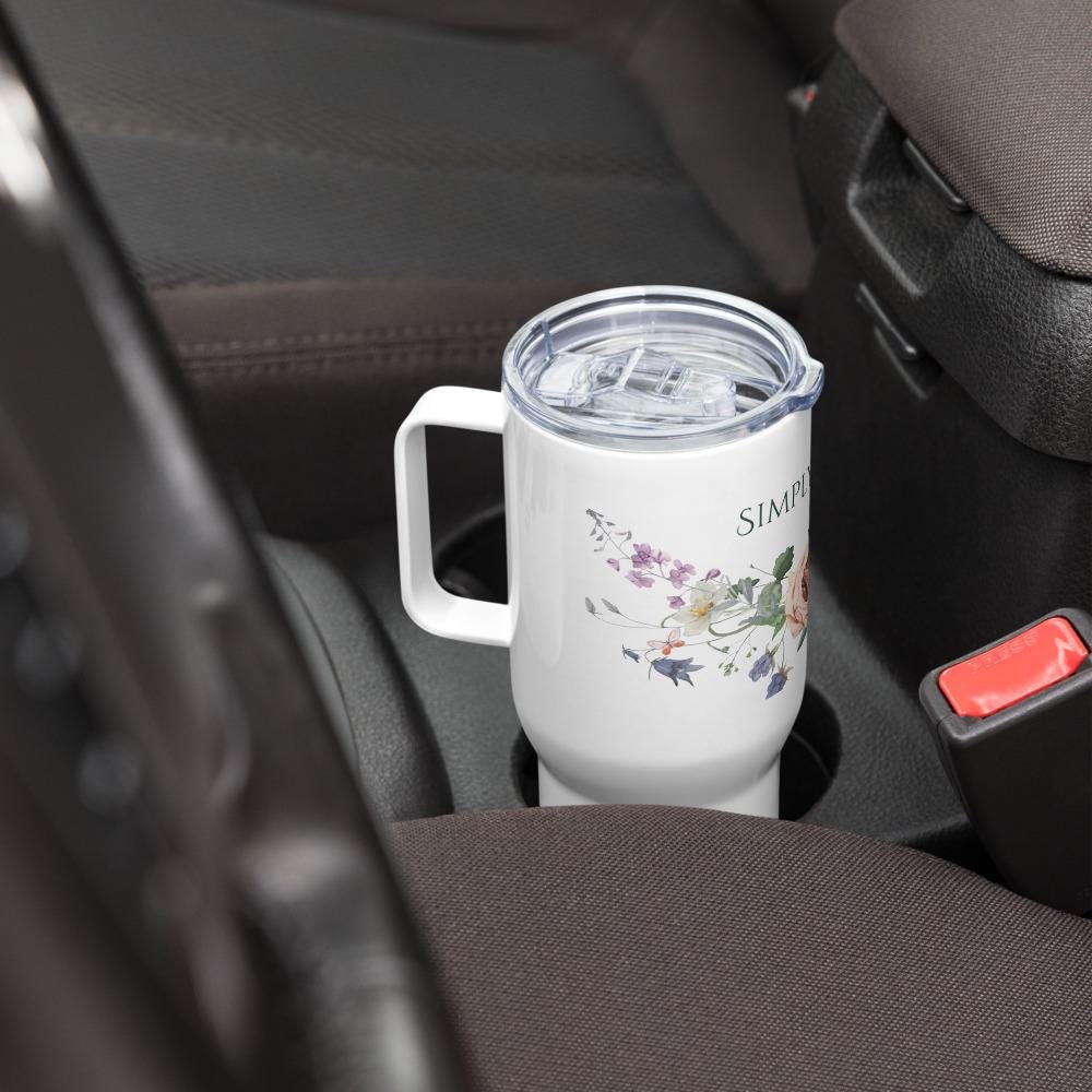 Christian Floral Travel Mug | Simply Blessed Coffee Tumbler