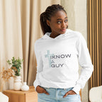 Christian Women's Hooded Tee, 'I Know a Guy' (Jesus), Christ-Based Gift For Her, Funny Religious Hoodie
