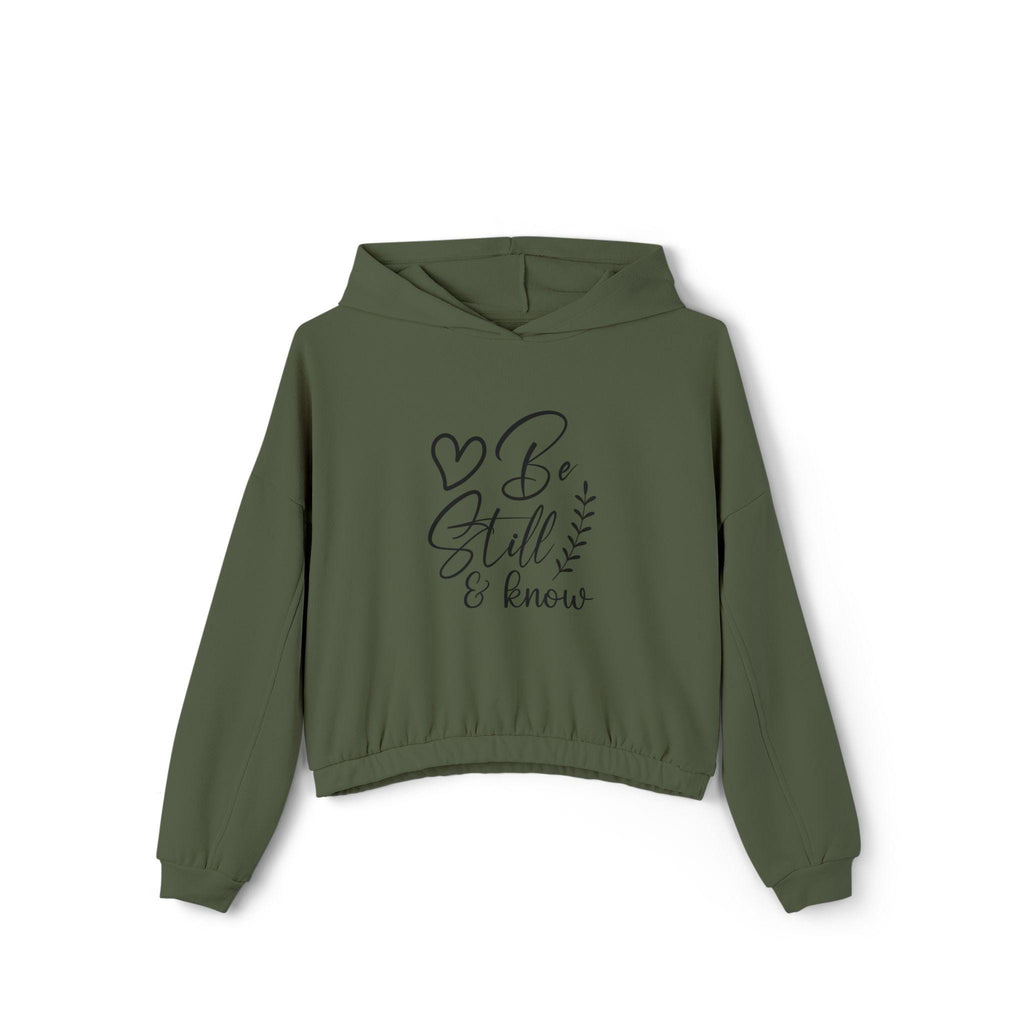 Cropped Christian Hoodie – "Be Still and Know" Bible Verse, Faith Apparel