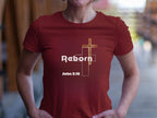 Women's Christian Tee: "Reborn" Cross Graphic Softstyle T-Shirt