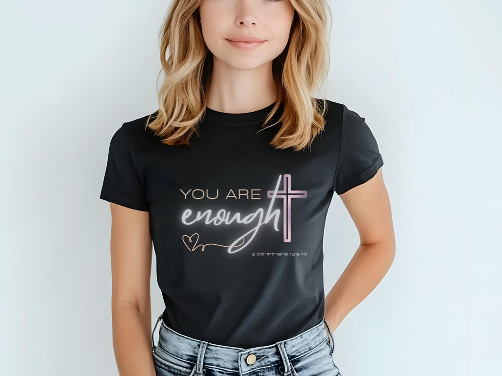 Inspirational 'You Are Enough' Christian Tee - Women's Softstyle Faith Shirt