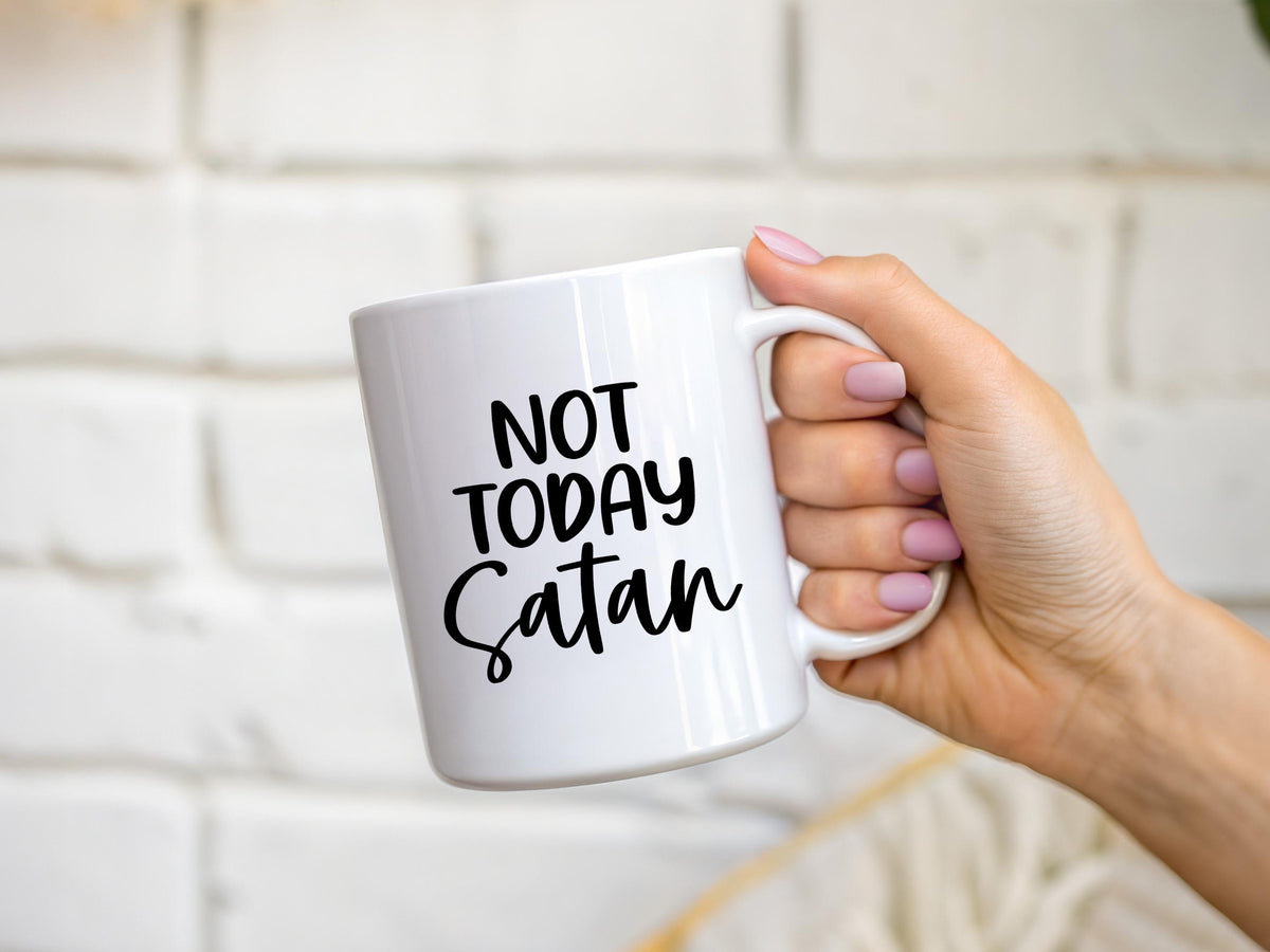 Not Today Satan Coffee Mug | Christian Ceramic Cup, Spiritual Gift