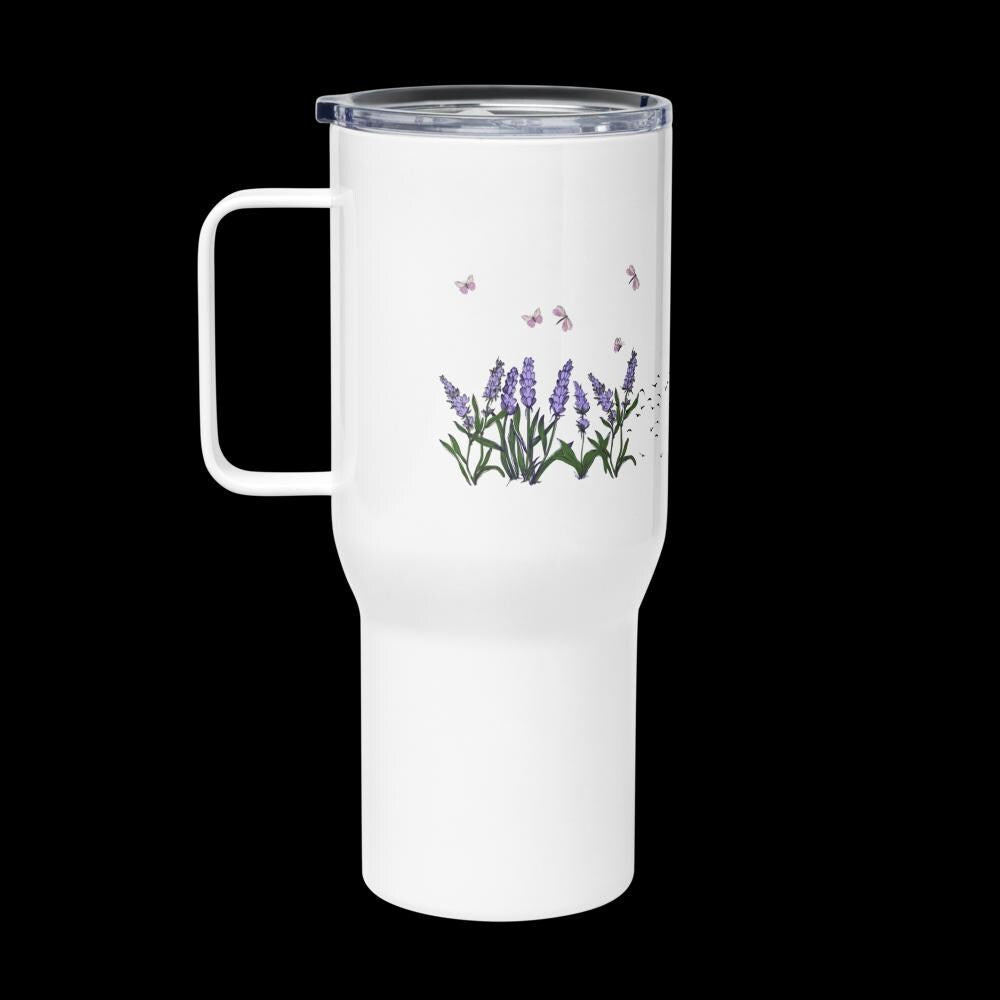 Embraced with Grace Christian Travel Mug | Lavender Floral Faith Tumbler