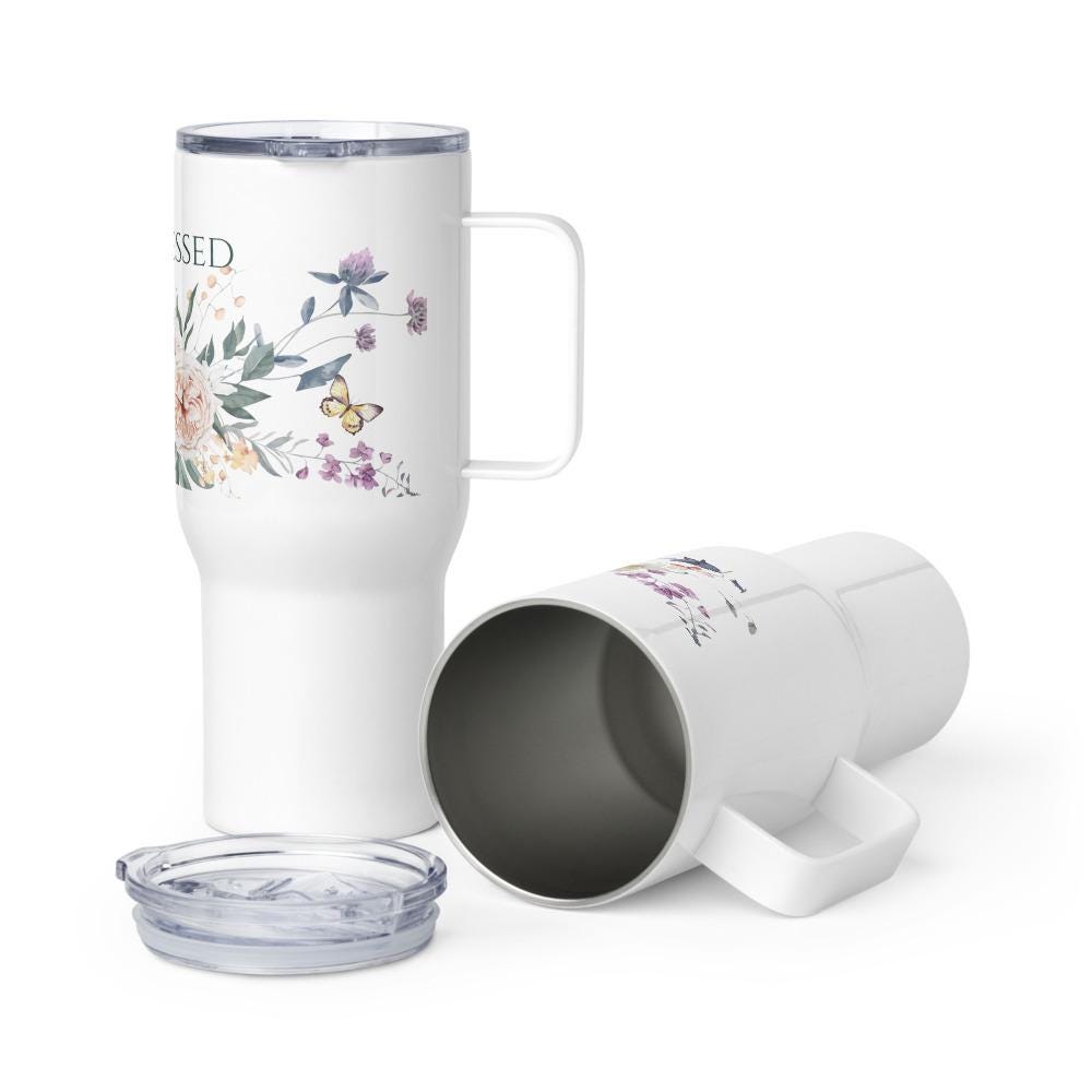 Christian Floral Travel Mug | Simply Blessed Coffee Tumbler