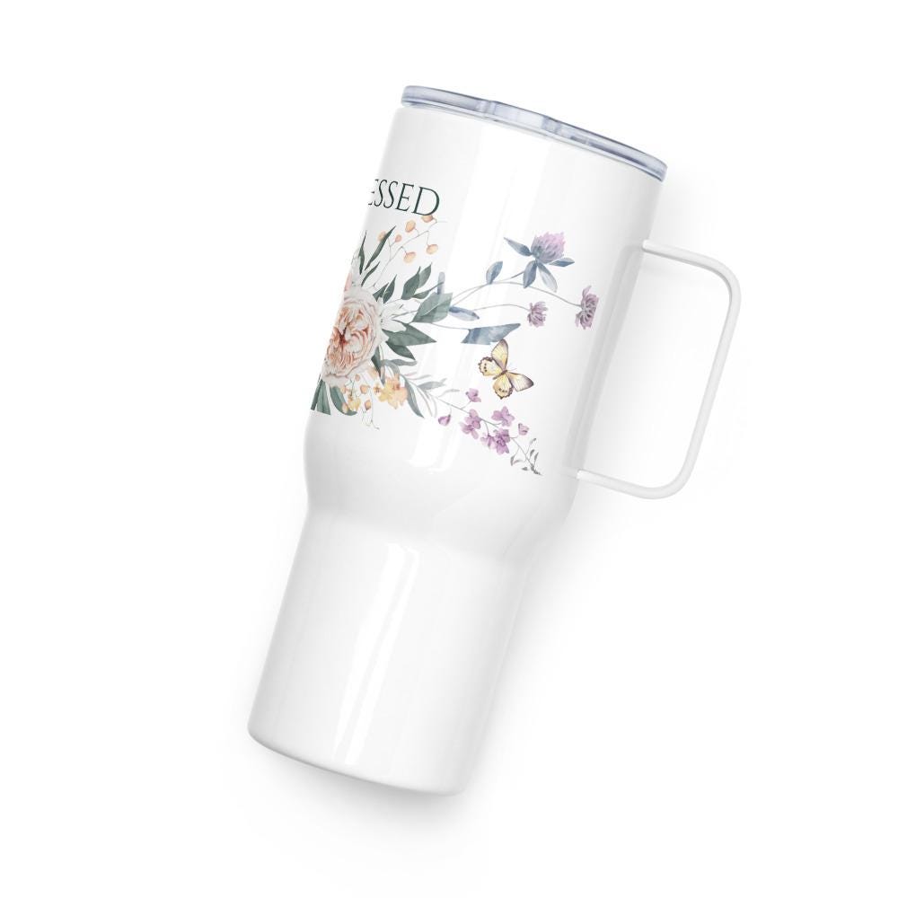 Christian Floral Travel Mug | Simply Blessed Coffee Tumbler
