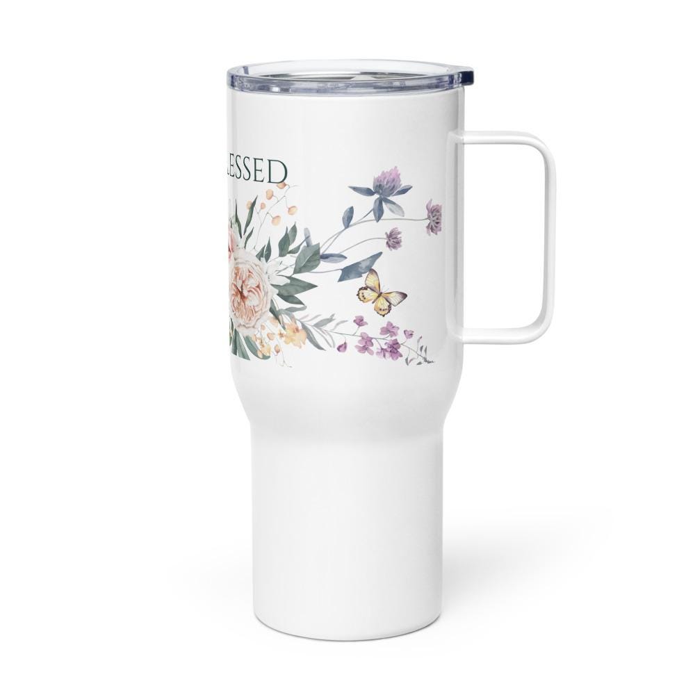 Christian Floral Travel Mug | Simply Blessed Coffee Tumbler