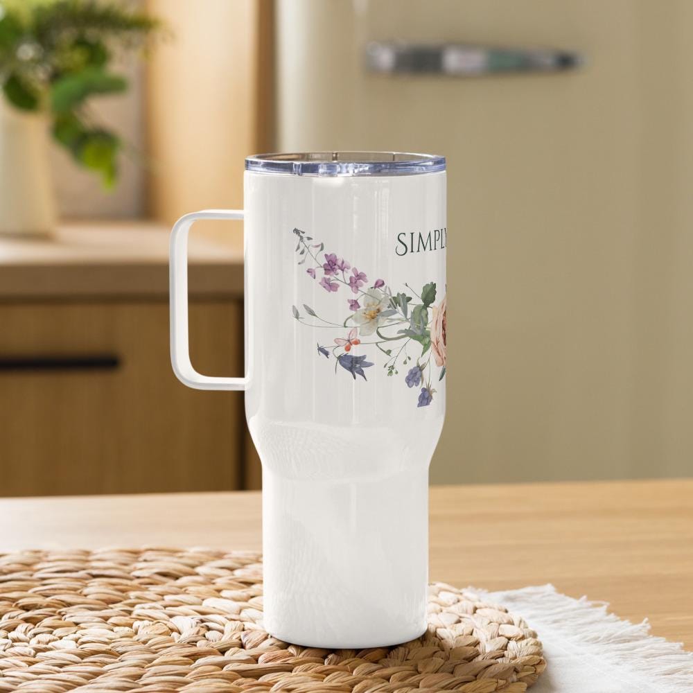 Christian Floral Travel Mug | Simply Blessed Coffee Tumbler