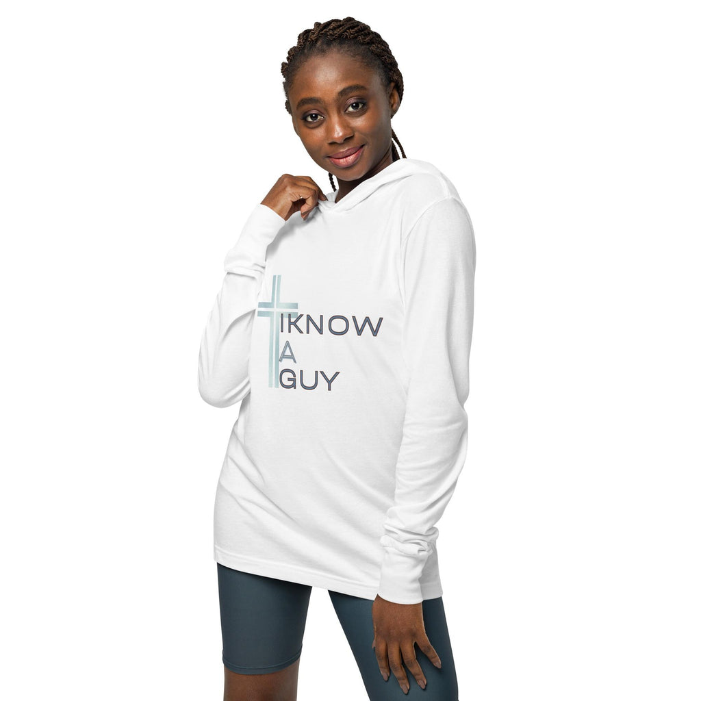Christian Women's Hooded Tee, 'I Know a Guy' (Jesus), Christ-Based Gift For Her, Funny Religious Hoodie