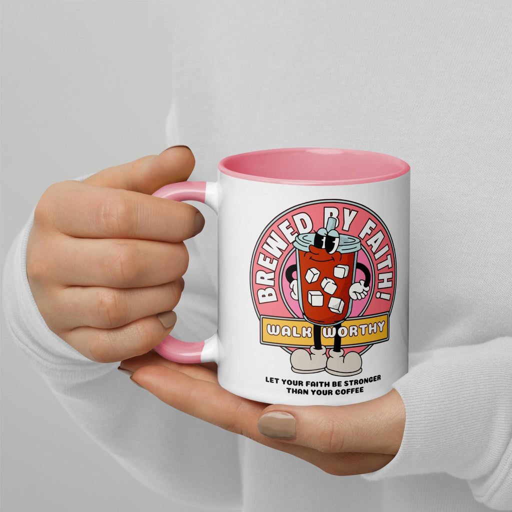 Christian Ceramic Coffee Mug | 'Brewed by Faith' 11oz Mug | Gift for Her