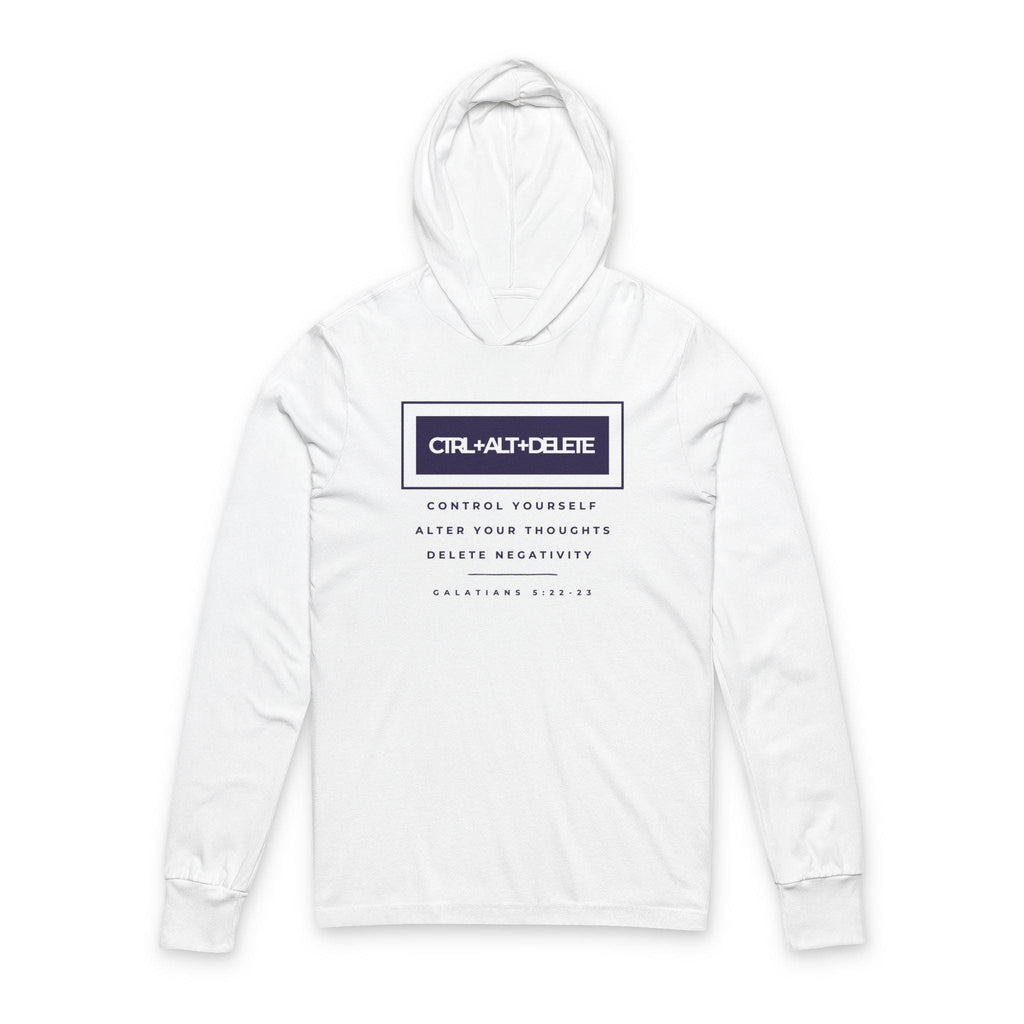 Christian Hooded Tee| Galatians 5:23 Ctrl Alt Delete | Unisex Faith Long Sleeve Shirt