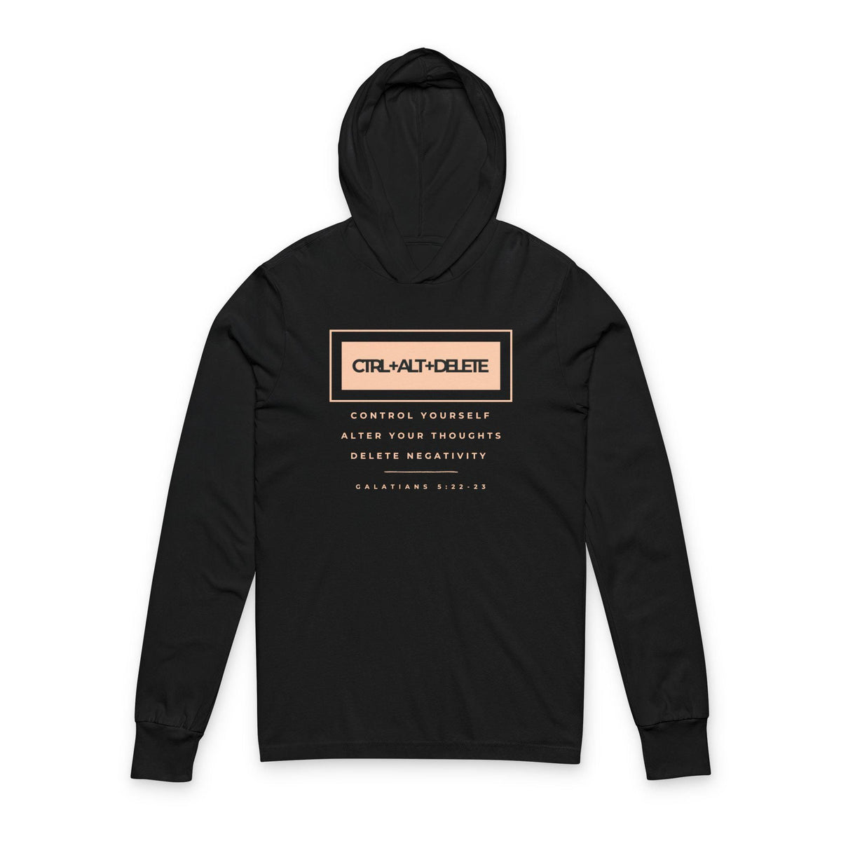 Christian Hooded Tee| Galatians 5:23 Ctrl Alt Delete | Unisex Faith Long Sleeve Shirt