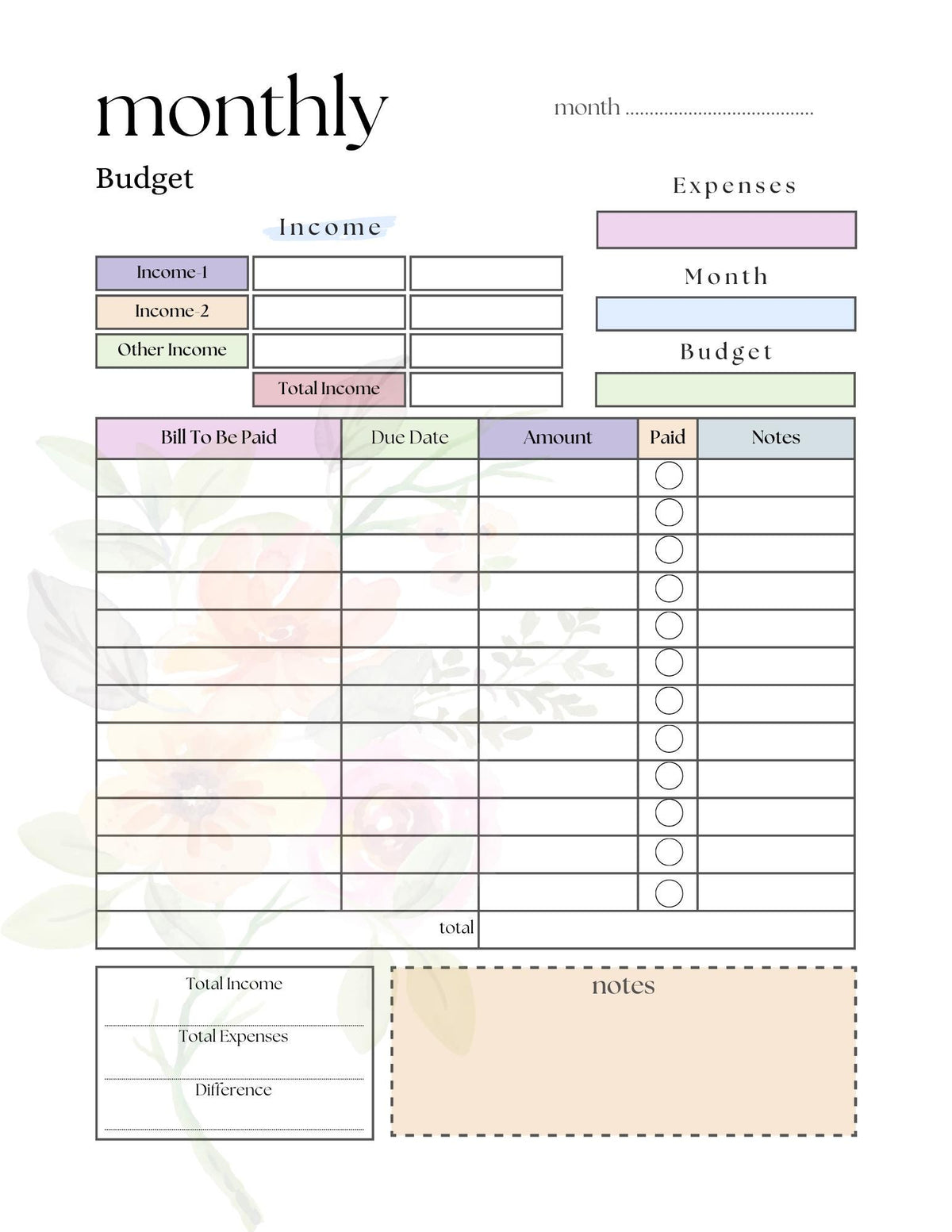 Floral Family Planner: Printable Mom Life Organizer (Digital Download)