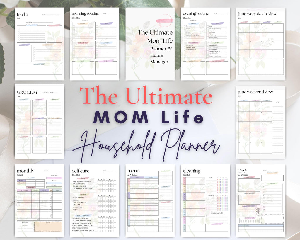 Floral Family Planner: Printable Mom Life Organizer (Digital Download)