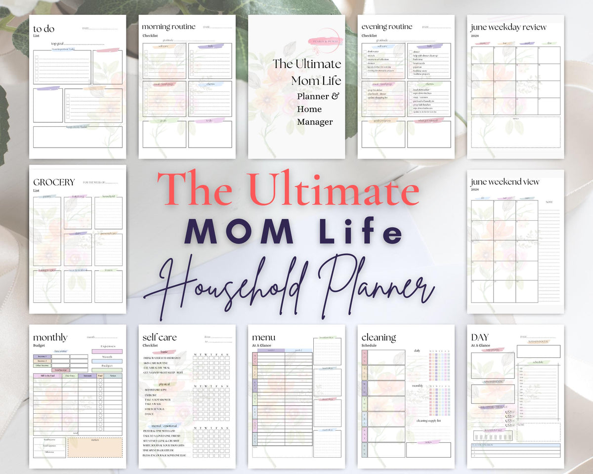 Floral Family Planner: Printable Mom Life Organizer (Digital Download)