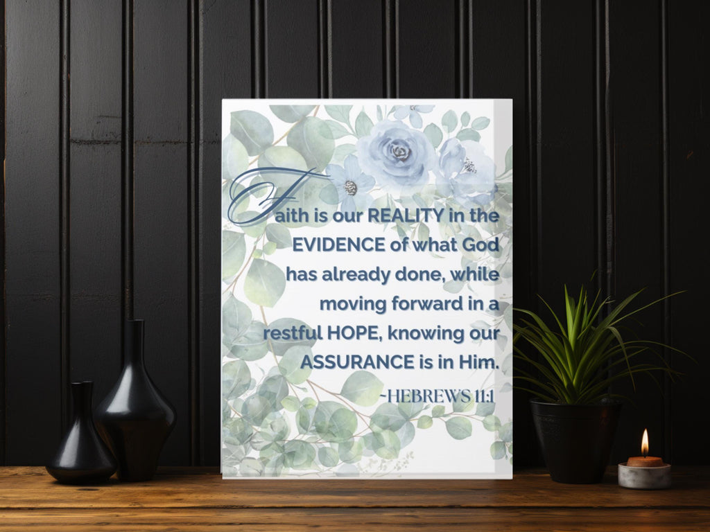 Eucalyptus Floral Canvas Wall Art: Inspirational Faith Quote