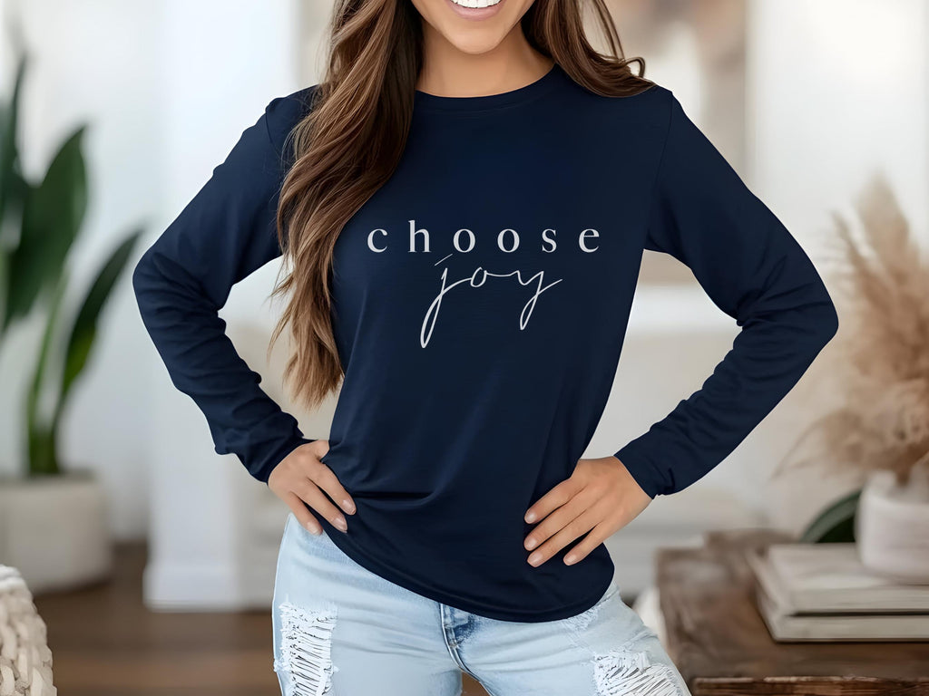 Choose Joy Christian Long Sleeve Tee: Inspirational Women's Faith Apparel