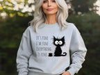 Cat-Themed Funny Sweatshirt for Her: Relaxed Cotton-Blend Fit