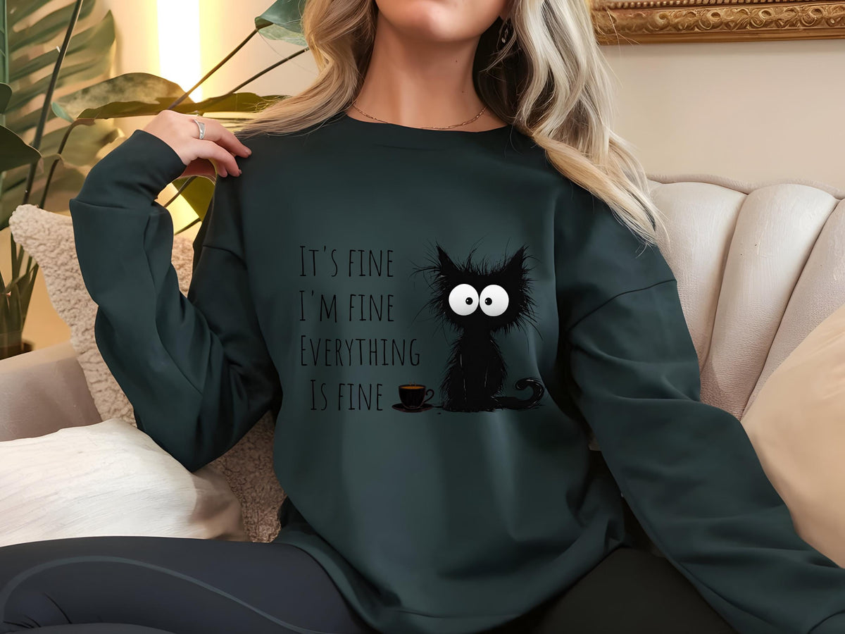 Cat-Themed Funny Sweatshirt for Her: Relaxed Cotton-Blend Fit